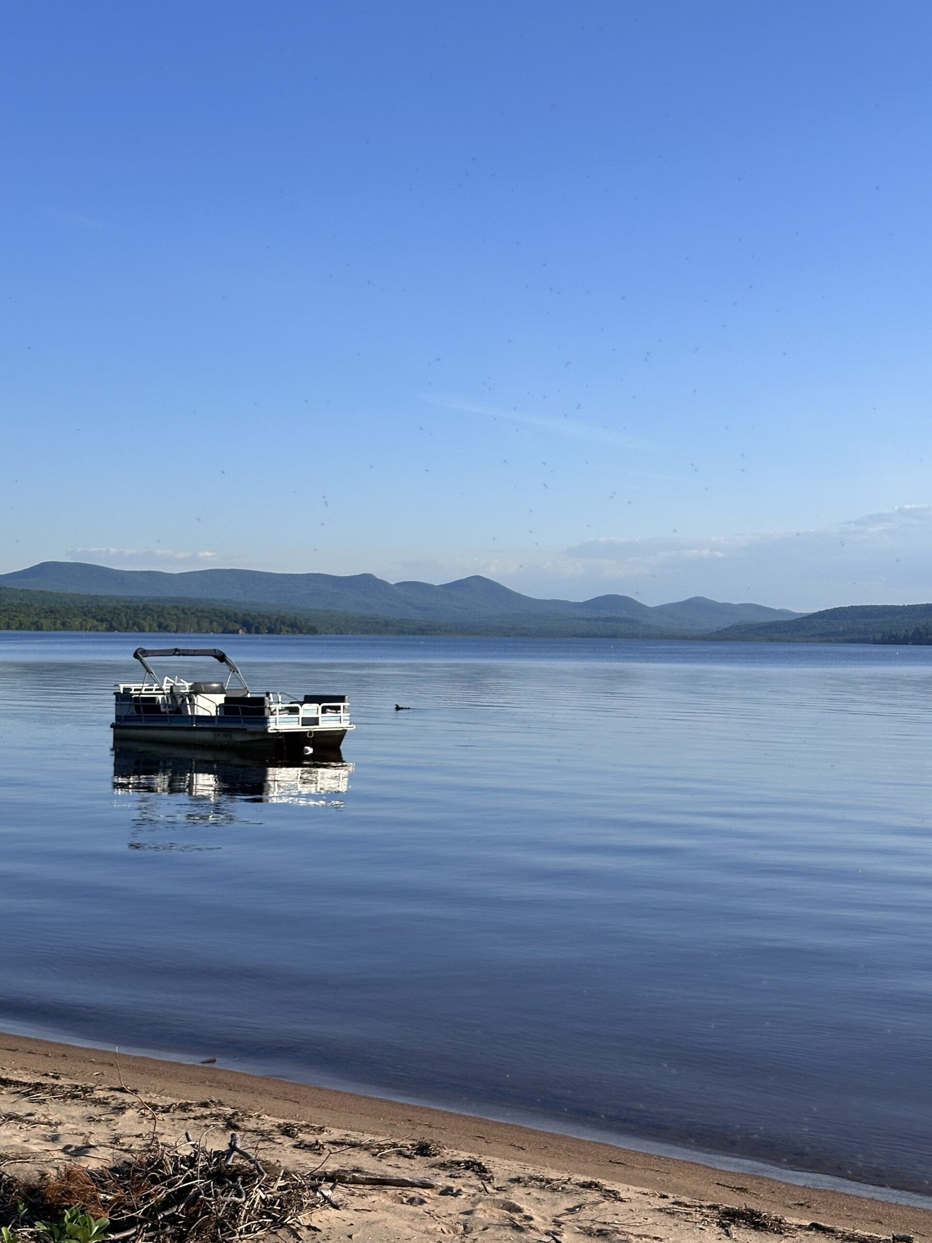 Boat with mountains