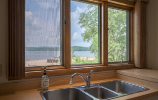 Kitchen sink with lake view