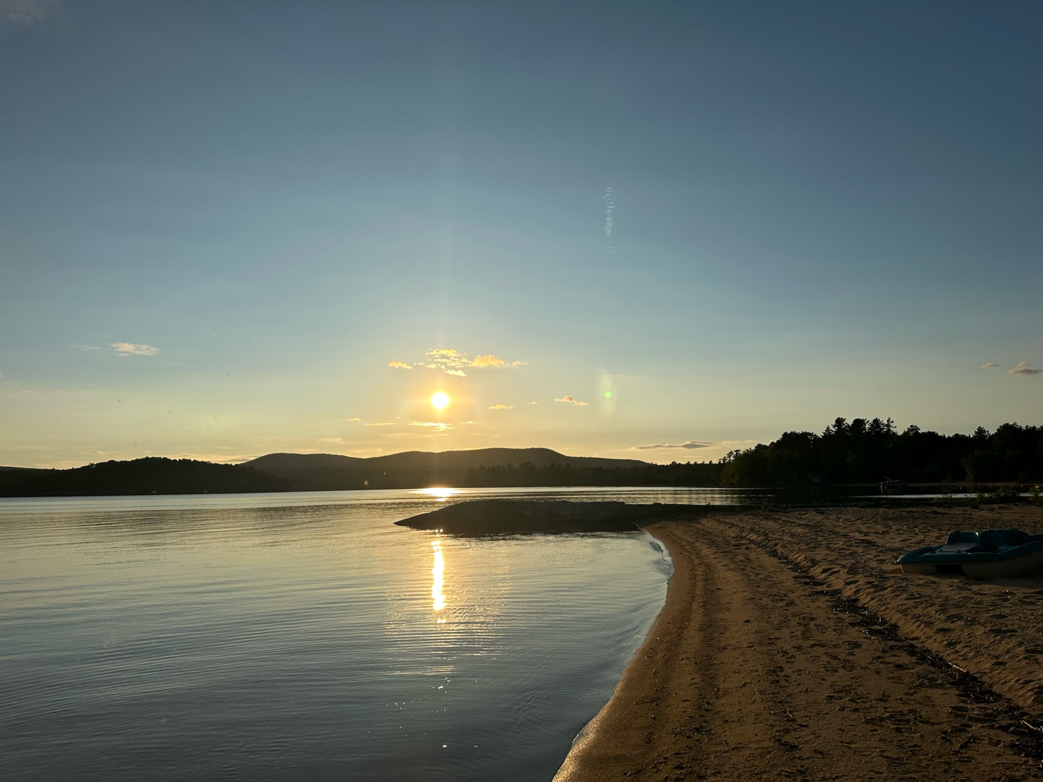 Sunset, beach, dock